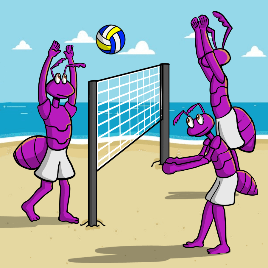 Mario And His Friends Playing Volleyball