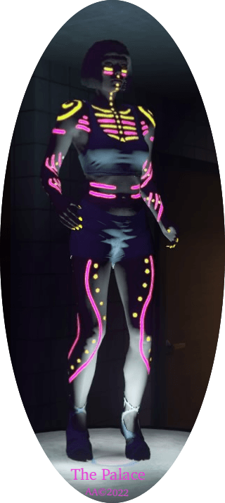 Club Dancer in her club in a pink neon light outfit2