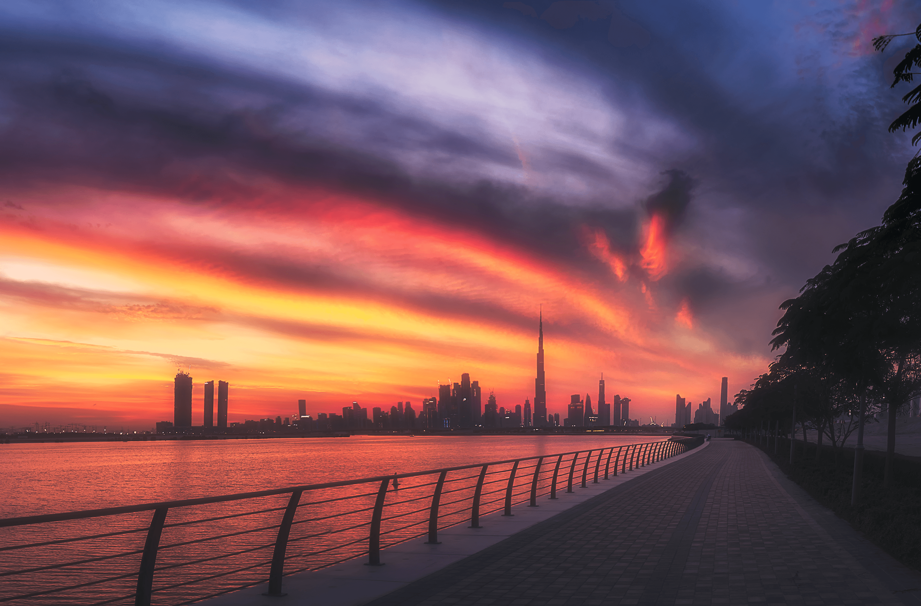 Fiery Dubai Skyline