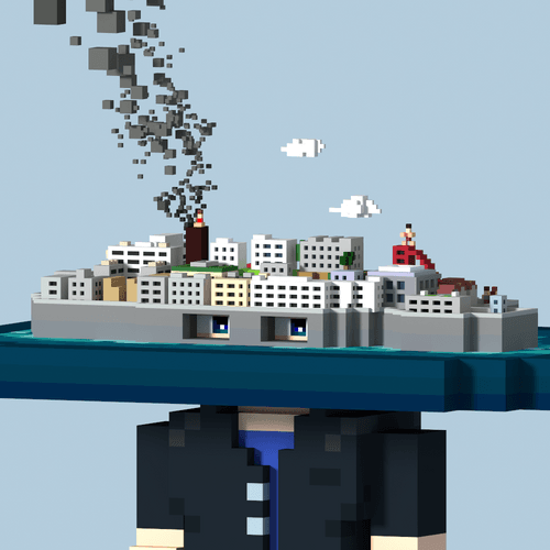 VOXEL COVERED PEOPLE　軍艦島