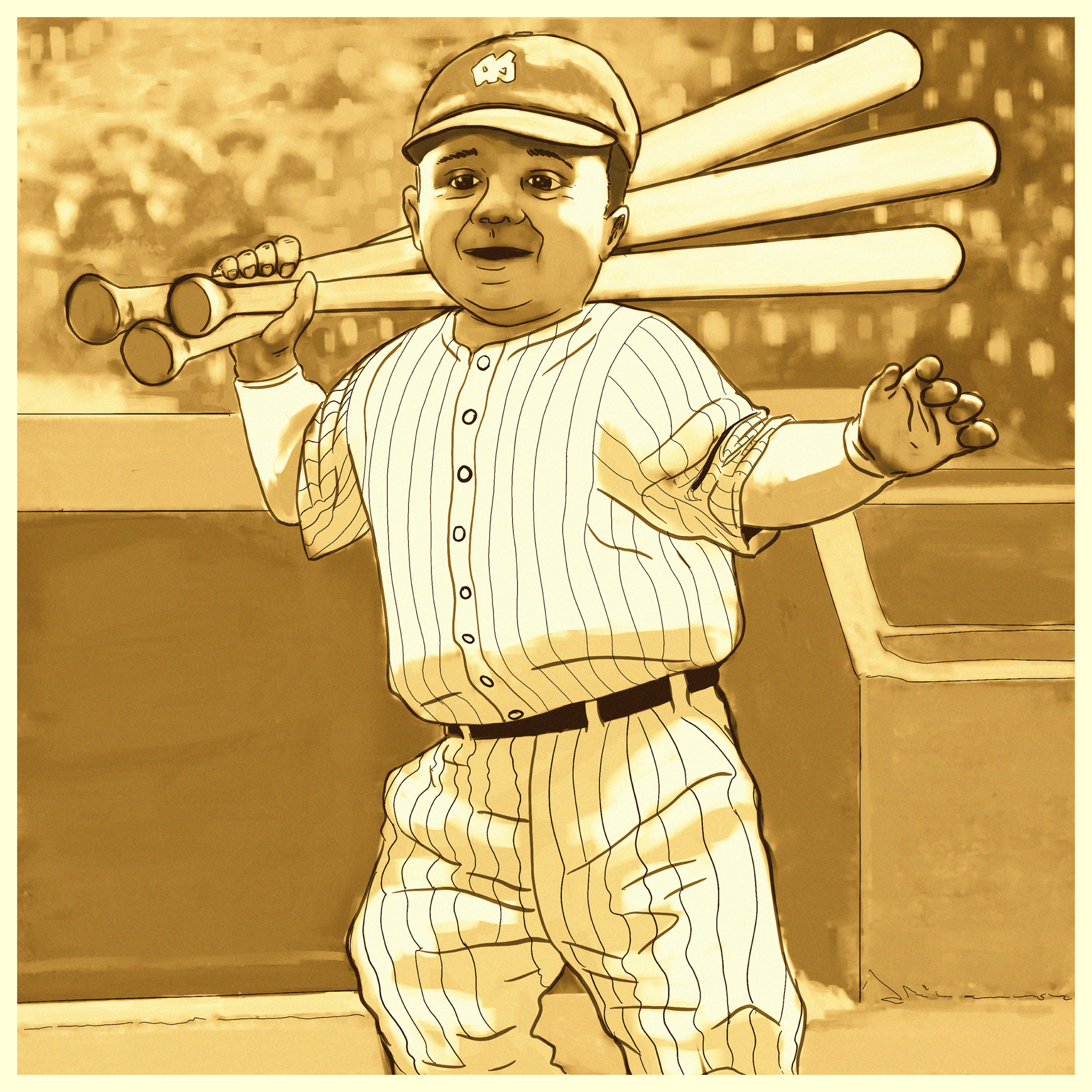 "BAMBINO" Moonlight Edition: (The "100 Legends" Tribute to Babe Ruth) - “Three Bats”
