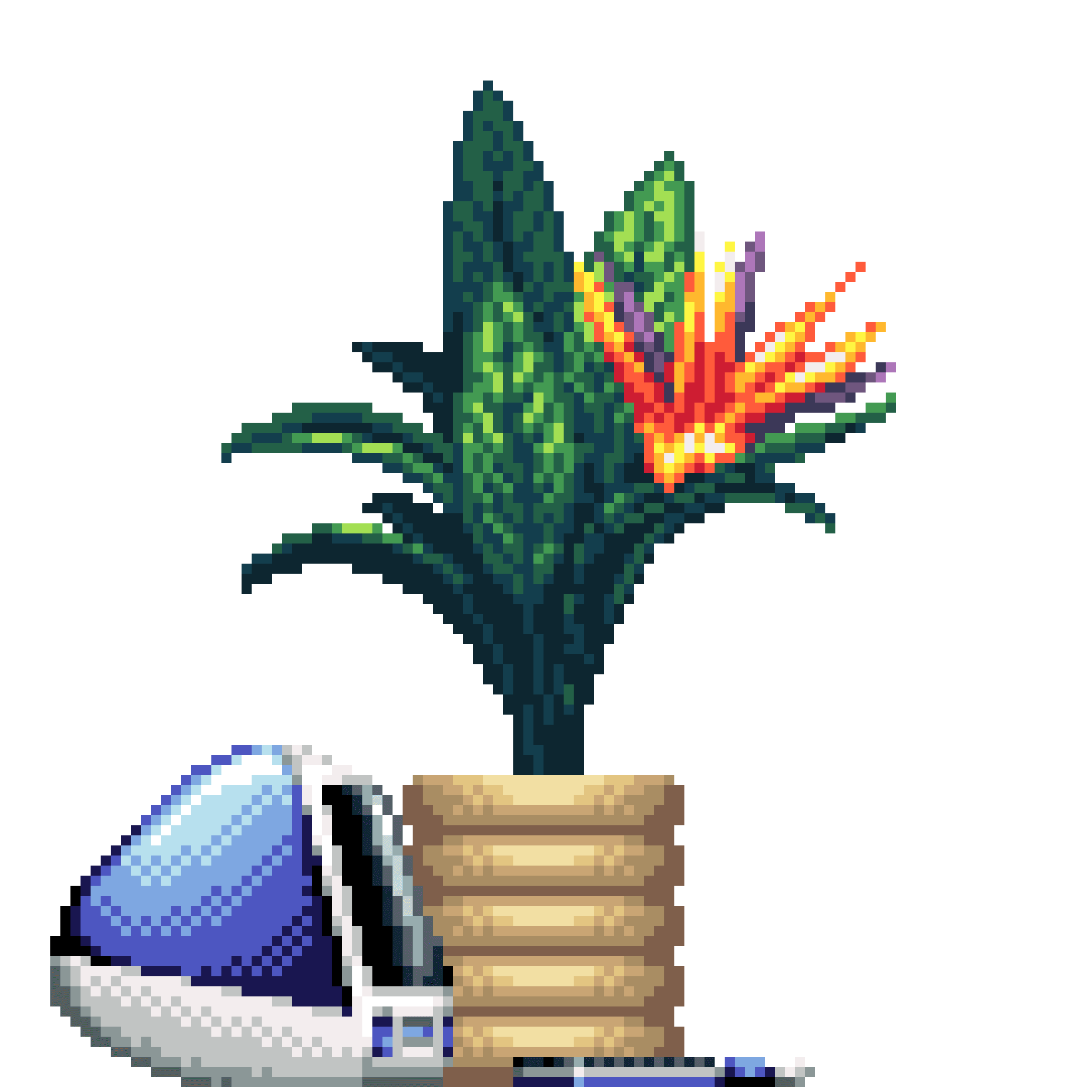Bird of Paradise in Rings pot with iMac