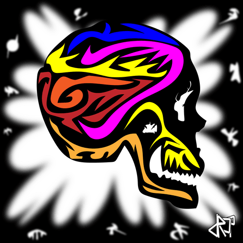 Colorful side skull