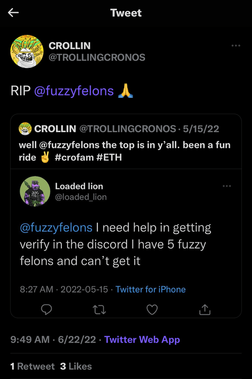 Fuzzy Felon's Demise