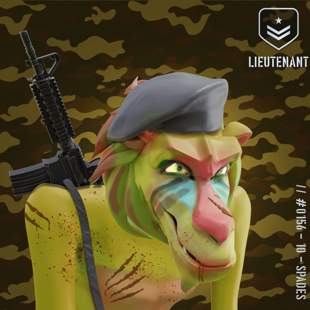 Angry Zombie Lieutenant Baboon #156