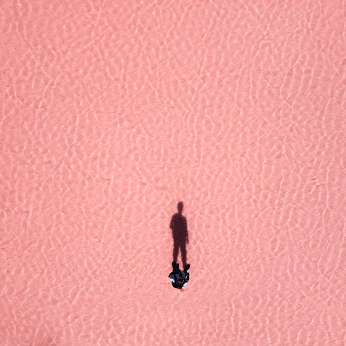 Pink salt lake. Nature art