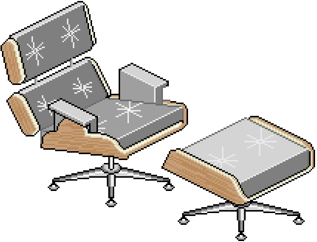 Isometric Pixel Art - Eames Lounge Chair and Ottoman (MS Paint, 2005)
