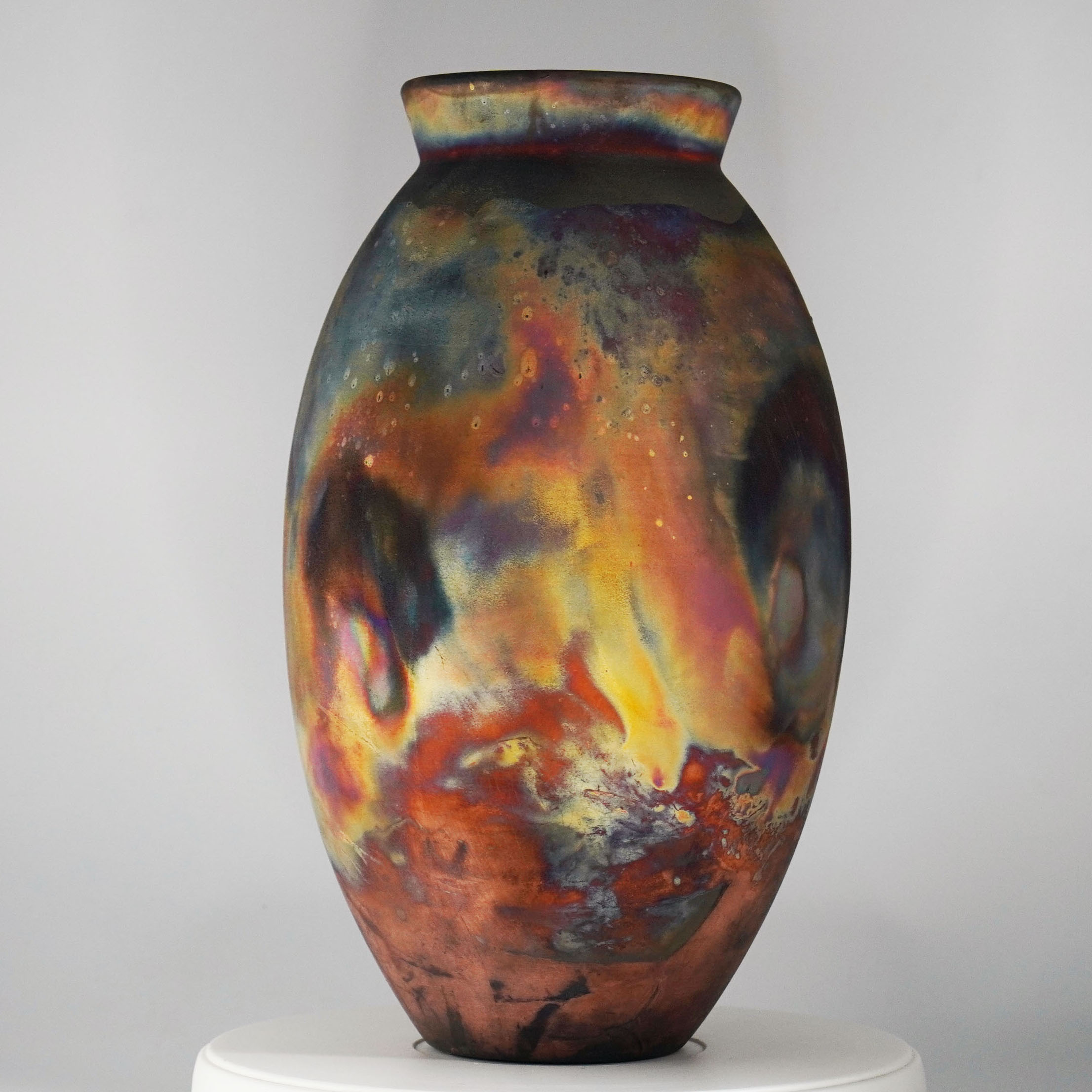 RAAQUU Full Copper Matte Large Oval Ceramic Art Vase S/N0000312