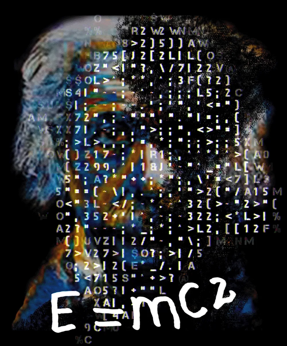 Albert Einstein Pixel Ascii Hommage - Famous People Series #3