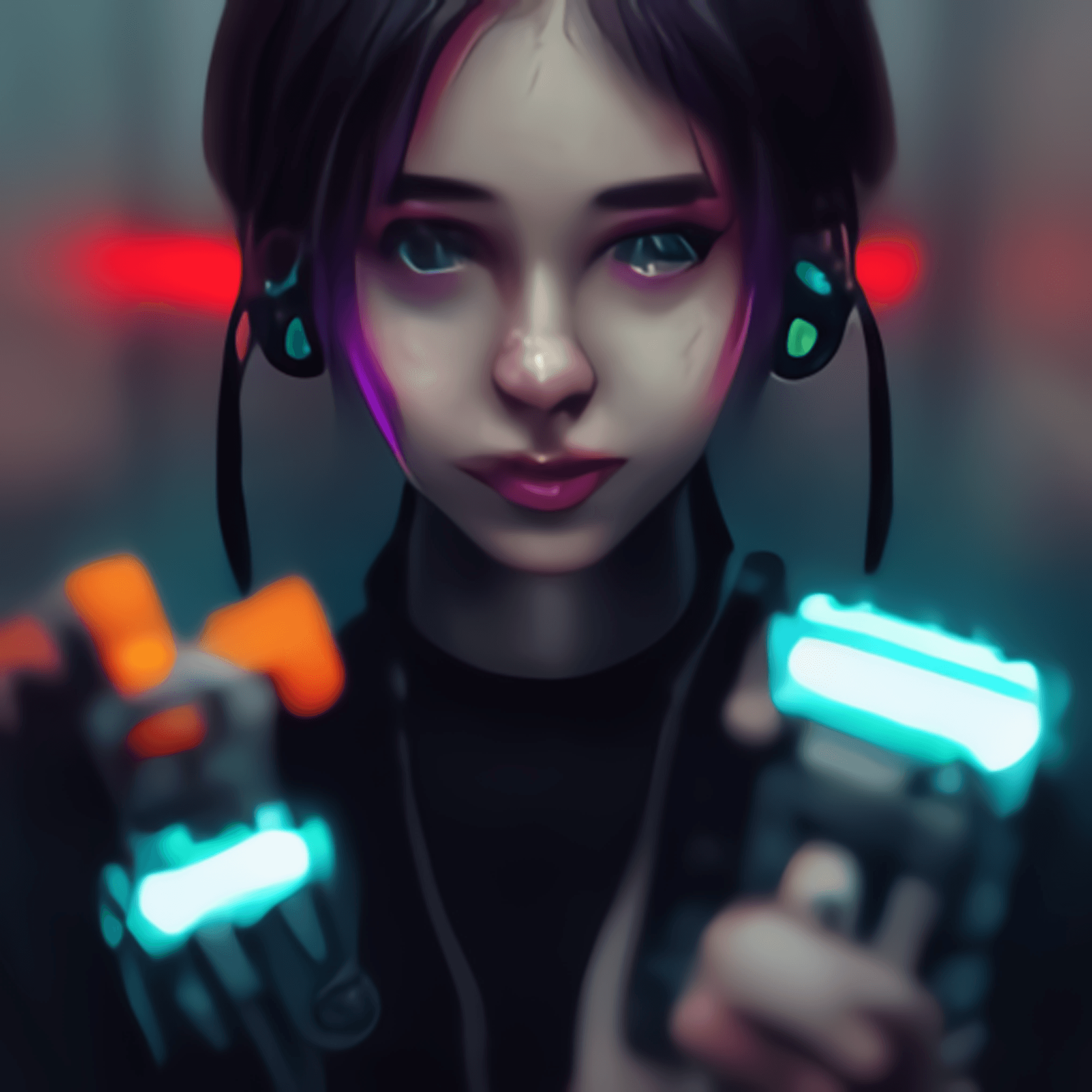 Cyberpunk Girl Holding Gun#20 [RARE] - Cyberpunk Girl Holding Gun | OpenSea