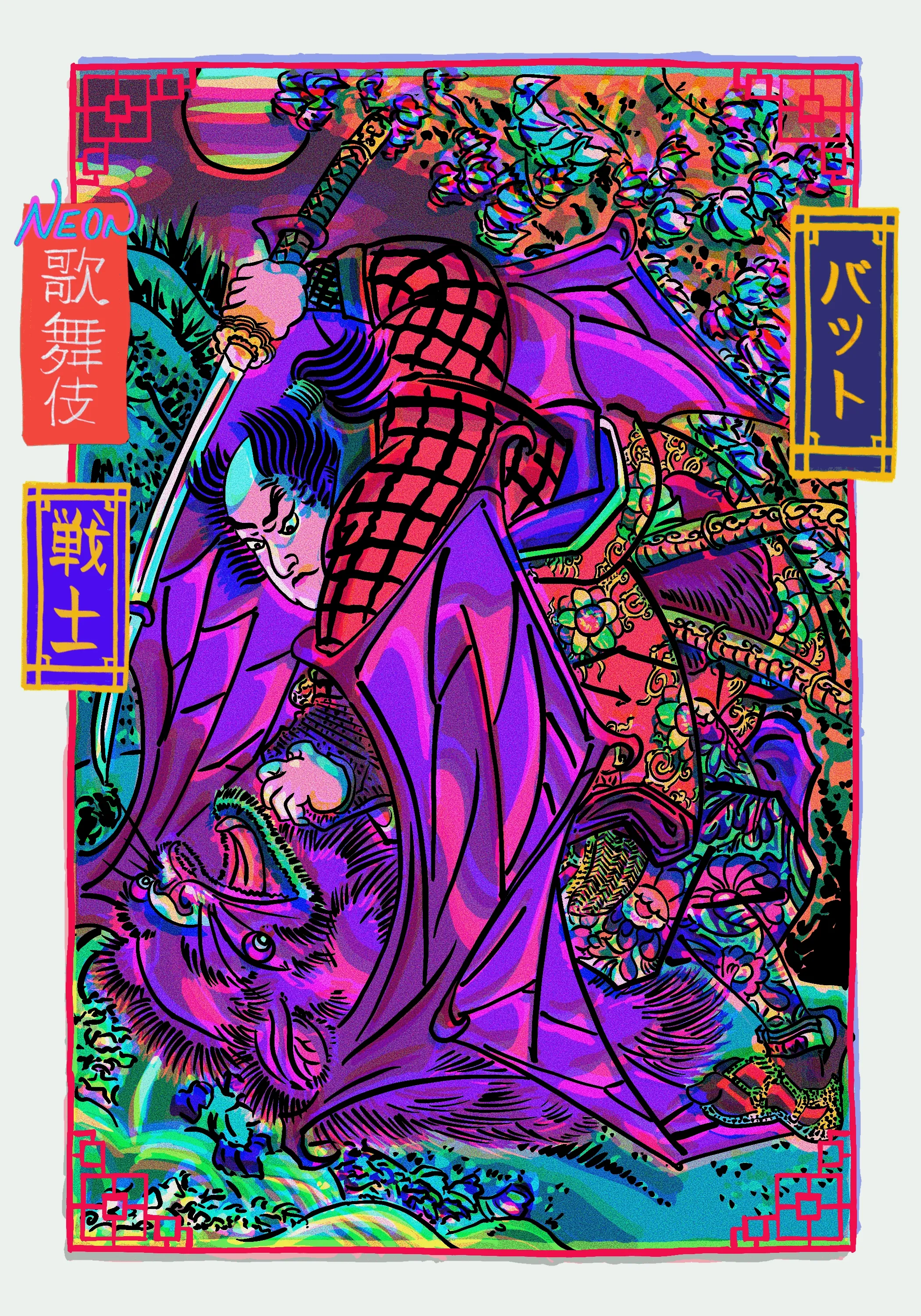 Neon Kabuki Warrior - Bat