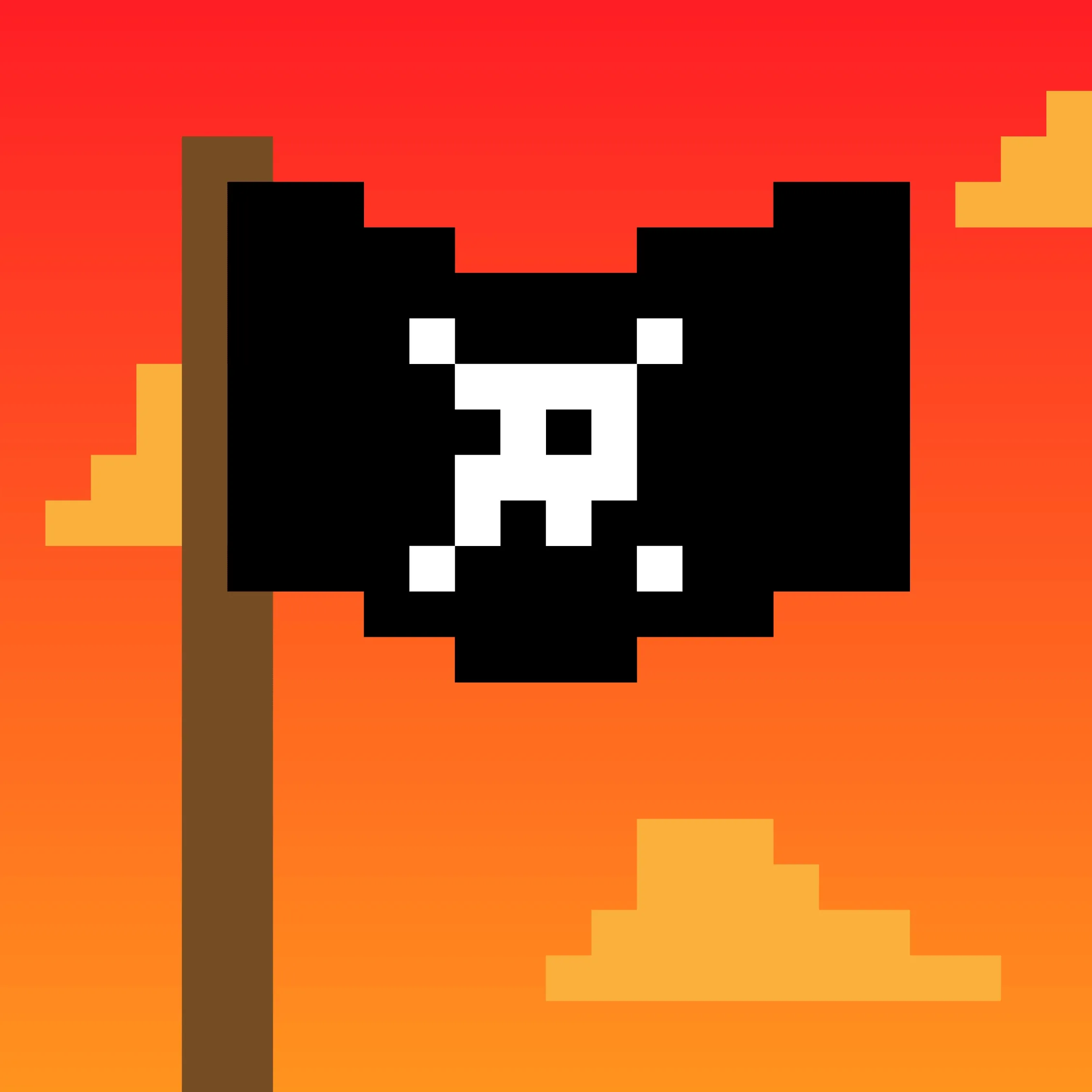 Pixel Skull #002 — Hissing the Flag at Sunset