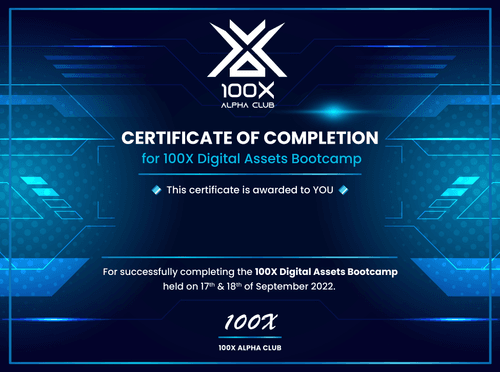 100X Bootcamp Certificate (September 2022 Edition)