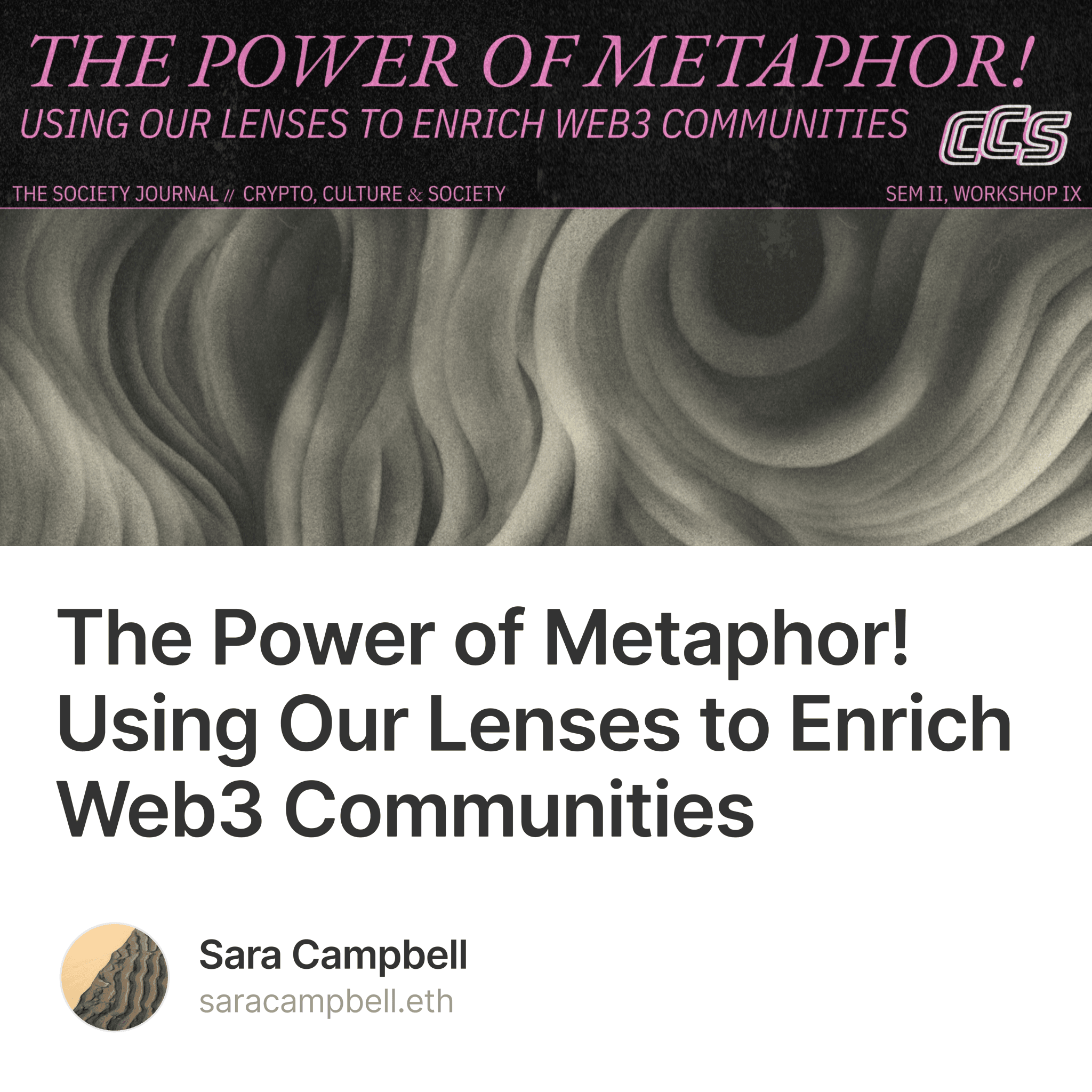The Power of Metaphor! Using Our Lenses to Enrich Web3 Communities 2/500