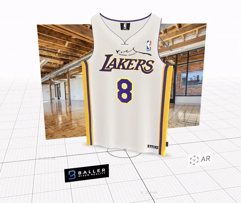 #1 of 20) BallerMR-Jersey_KB-1.1: 3D-AR Los Angeles Lakers Jersey #8 Autographed by NBA Hall-of-Famer, KOBE BRYANT