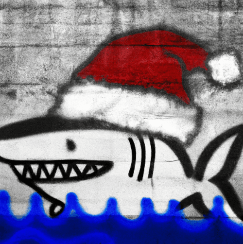 Shark in xmas hat