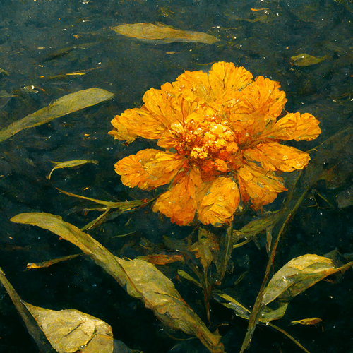 marigold in a pond