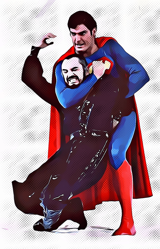 SUPERMAN & ZOD Battle Canvas Art Superman II : Christopher Reeve & Terrence Stamp