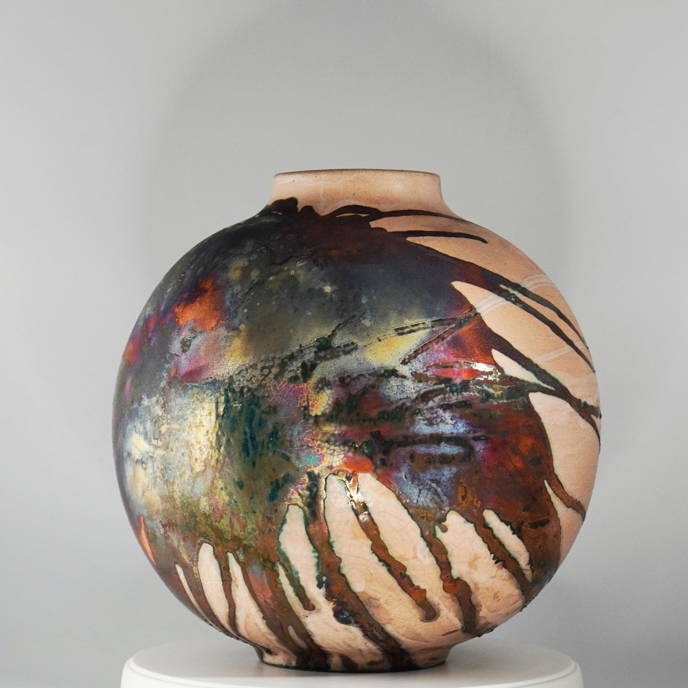 RAAQUU Half Copper Matte Large Globe Ceramic Art Vase S/N0000357