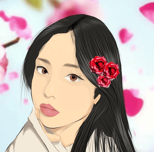 WOMEN BEFORE FLOWER BY NATHY ART