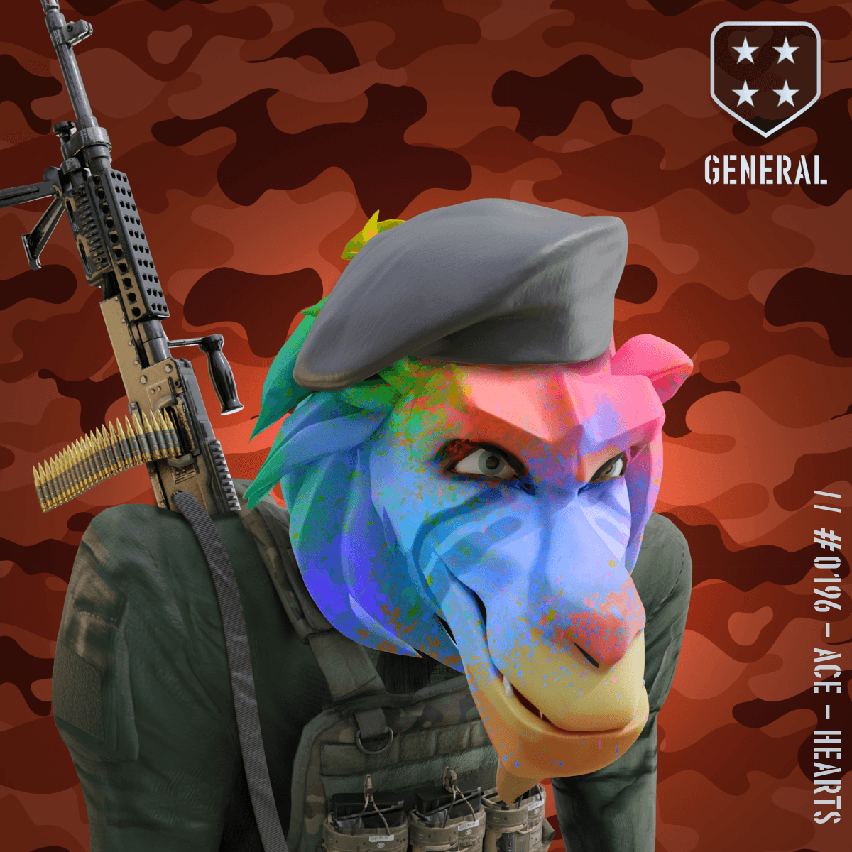 Angry Rainbow General Baboon #196