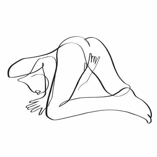 Сhibi and Fingering sex position one line art #56