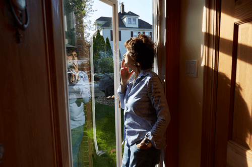 Mady at the kitchen door