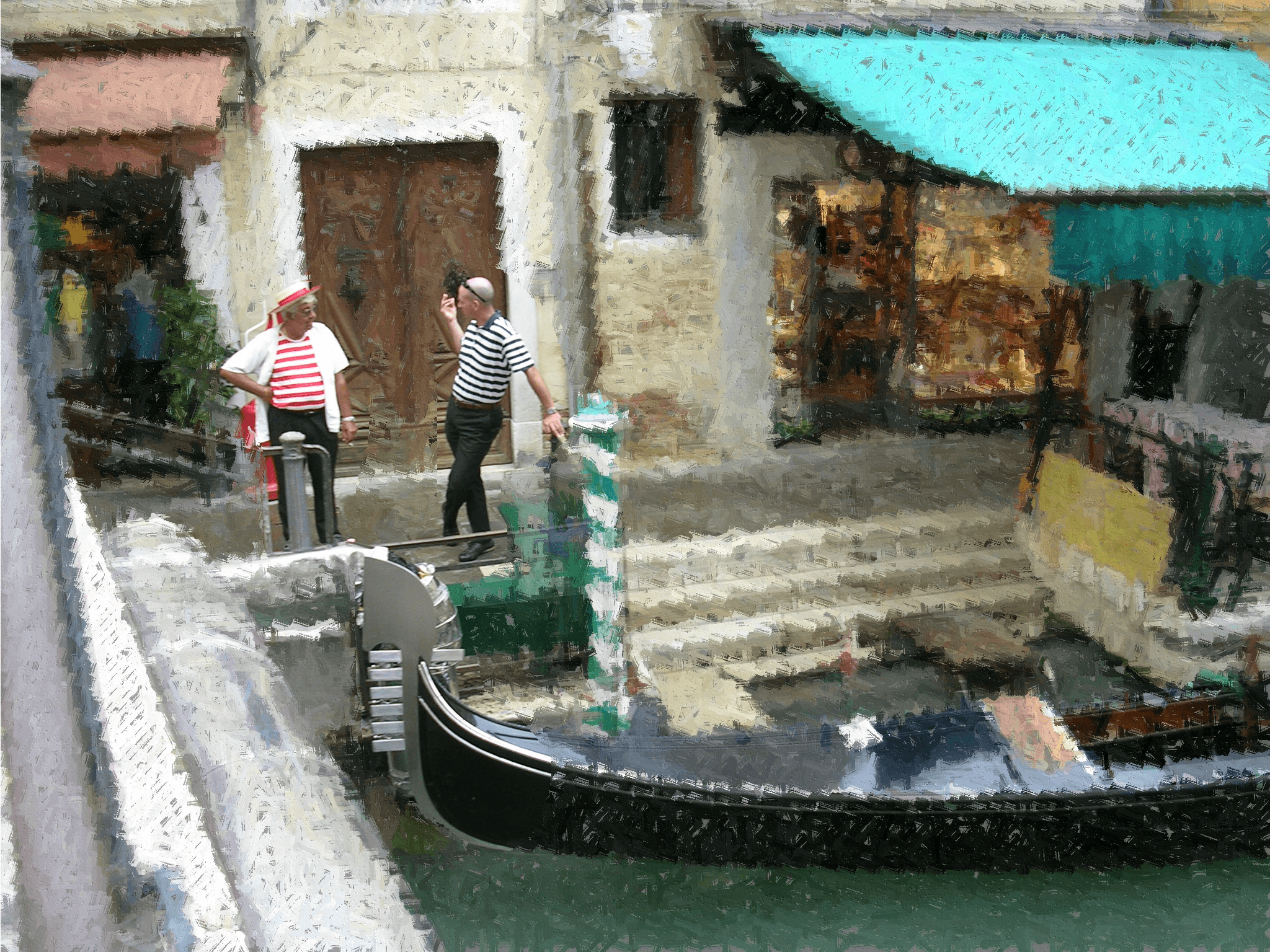 Venice-Gondoliers Taking A Break