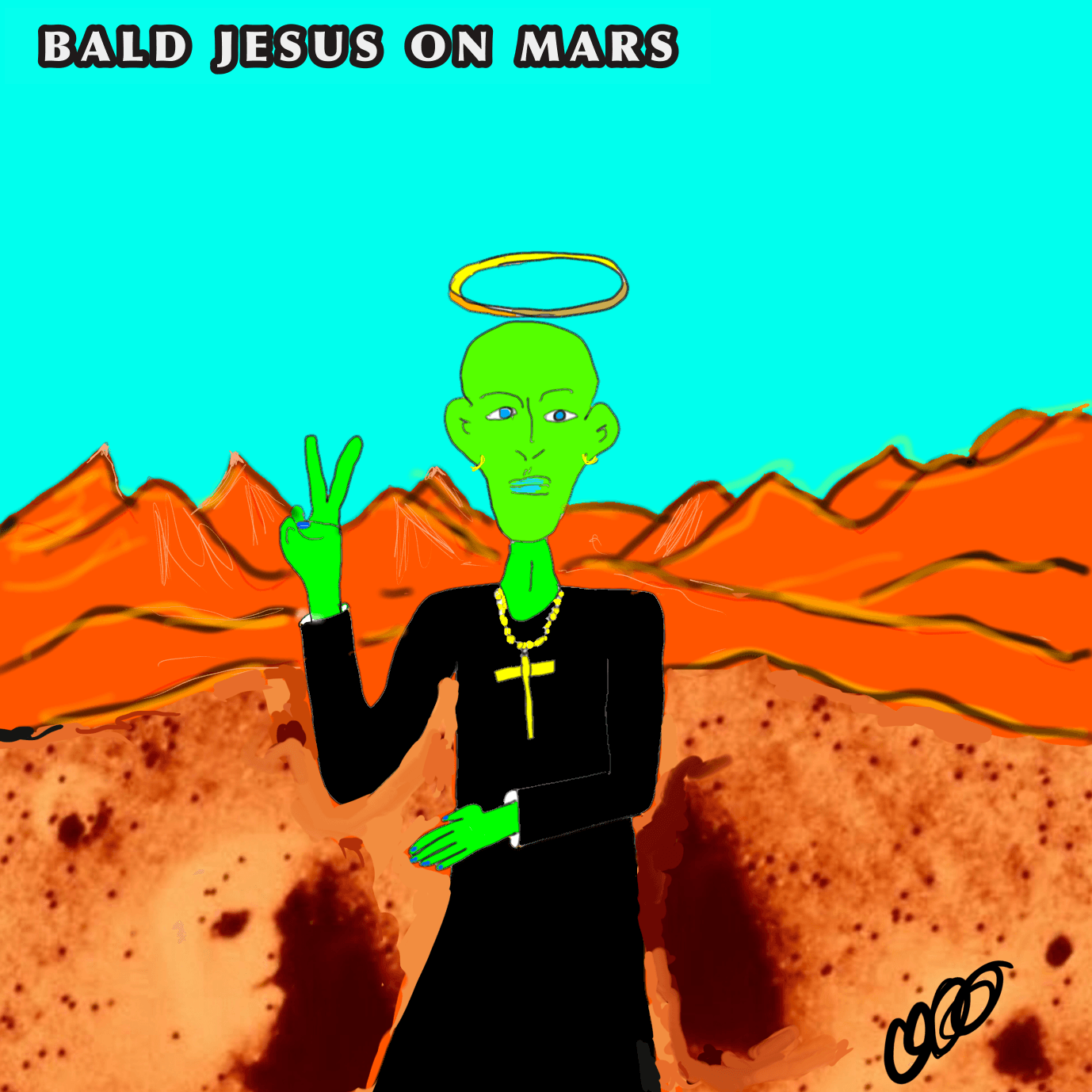Bald Jesus on Mars by Vagobond