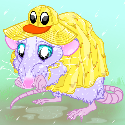 Lil Ratties - Series #4 - Poncho Rats - Ducky Poncho