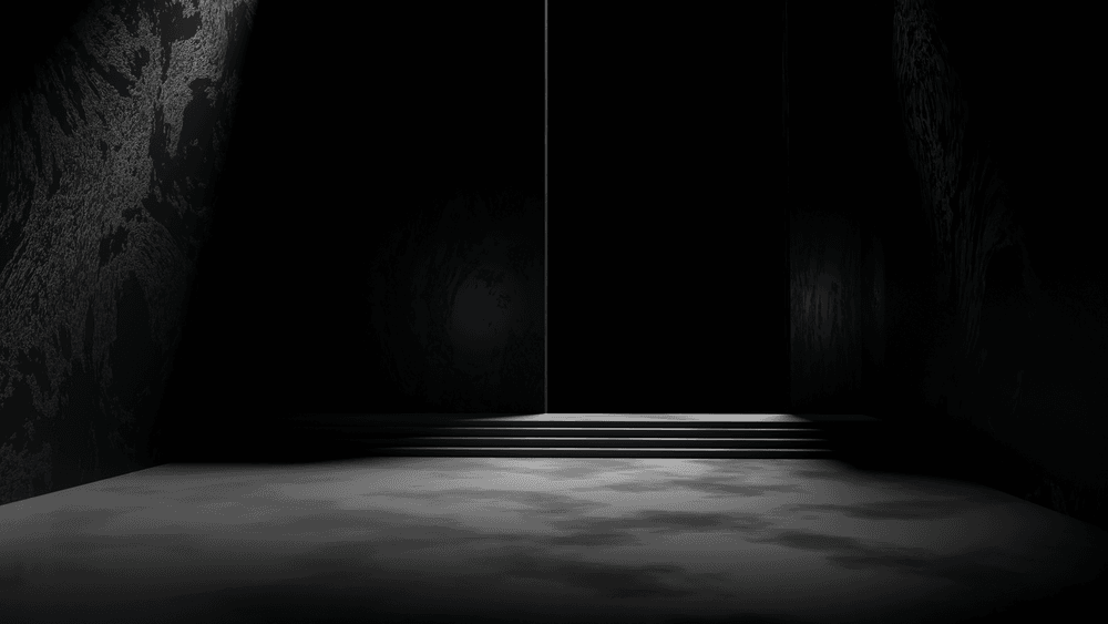 3d render dark empty room with a black background and dim light on the  concrete floor - 3D Abstract Retro & More | OpenSea