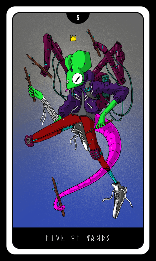 Rosko Sees the Future: Five of Wands - Color Variant 06