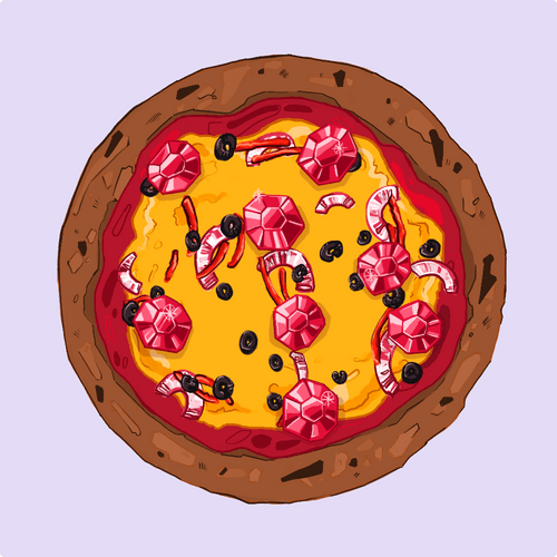 Funky Pizza #196. Funky Pizza pizzaioli are three passionate developers and a talented artist. Pizzas are cooked with love and care. The dough rests through the night, the cheese comes from Italy and our sauces are homemade everyday. All our ingredients are fresh. This is the tastiest pizza on the blockchain!