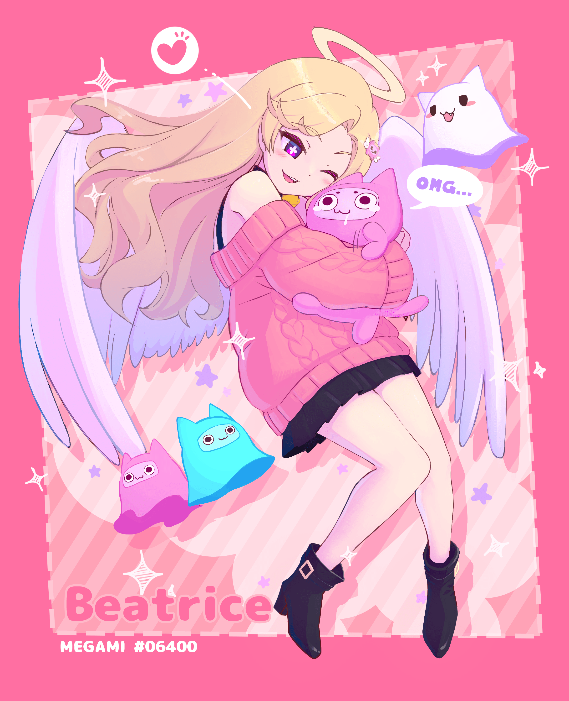 Beatrice with tubby cats & ghostkitties