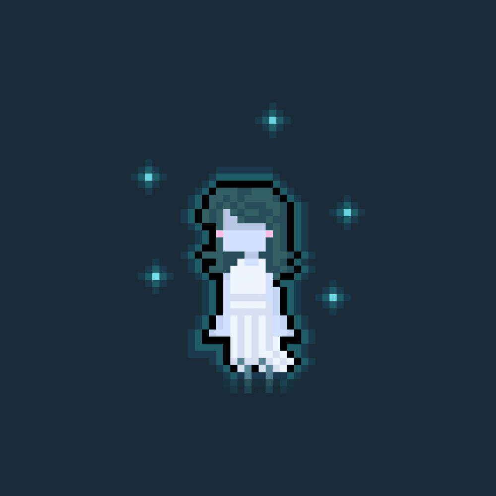 Pixel art cartoon cute ghost girl with 5 blue spirit - Spooky ...