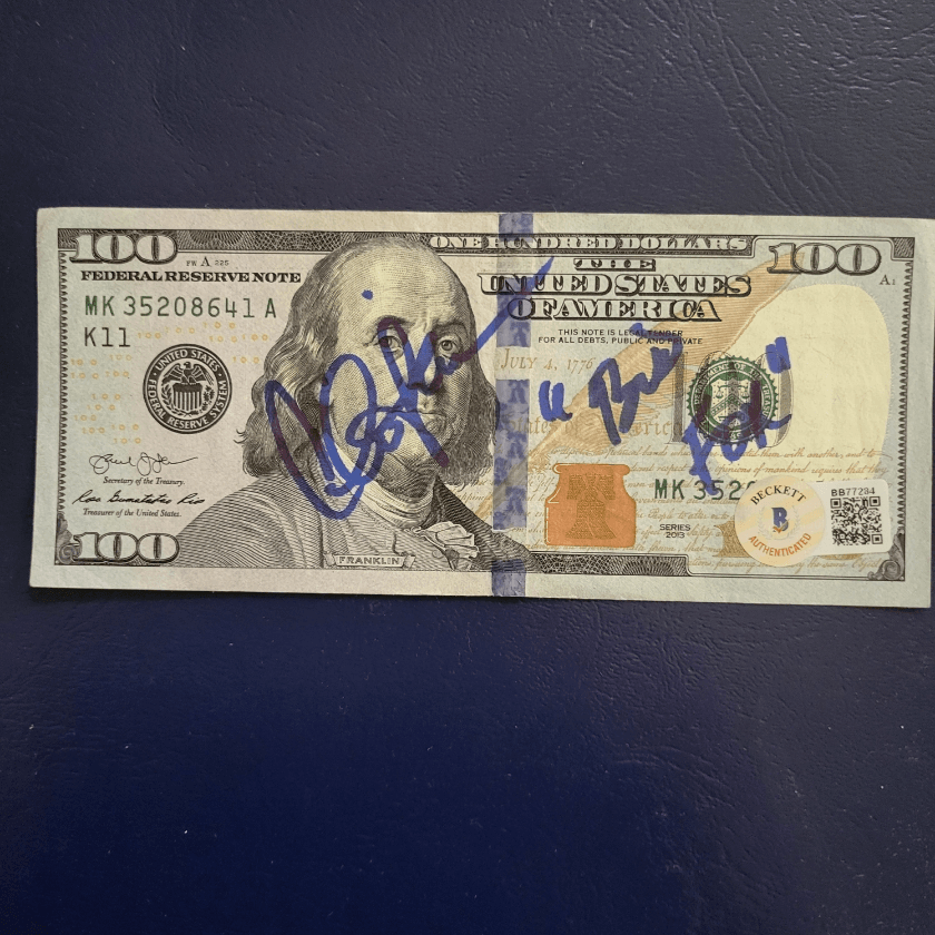Charlie Sheen Signed (Bud Fox inscription Wall Street Movie) $100 Bill Becket Certified