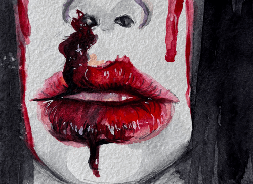 Watercolor lips "Concern"