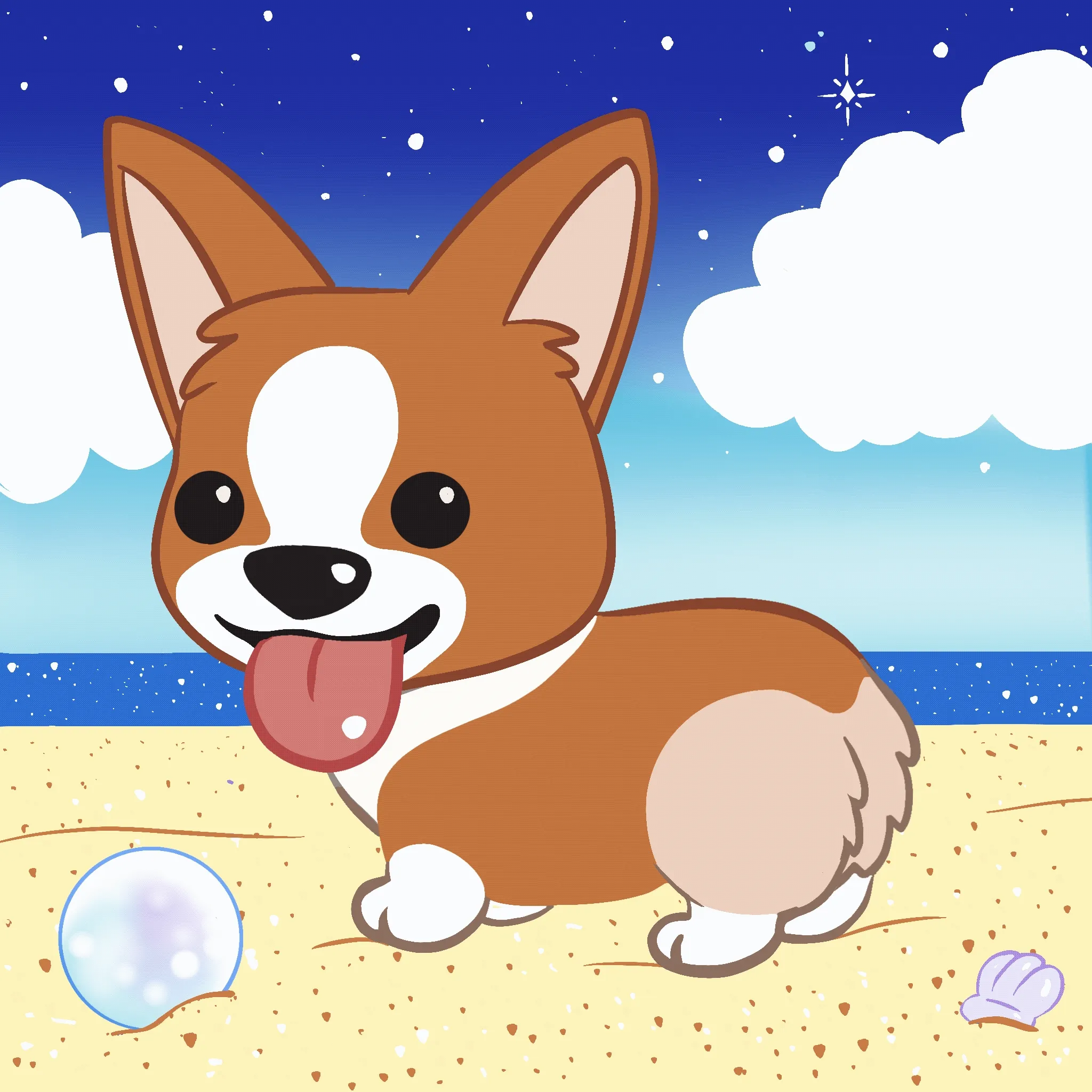 001 NFTY Pup Momo the Corgi - Beach series