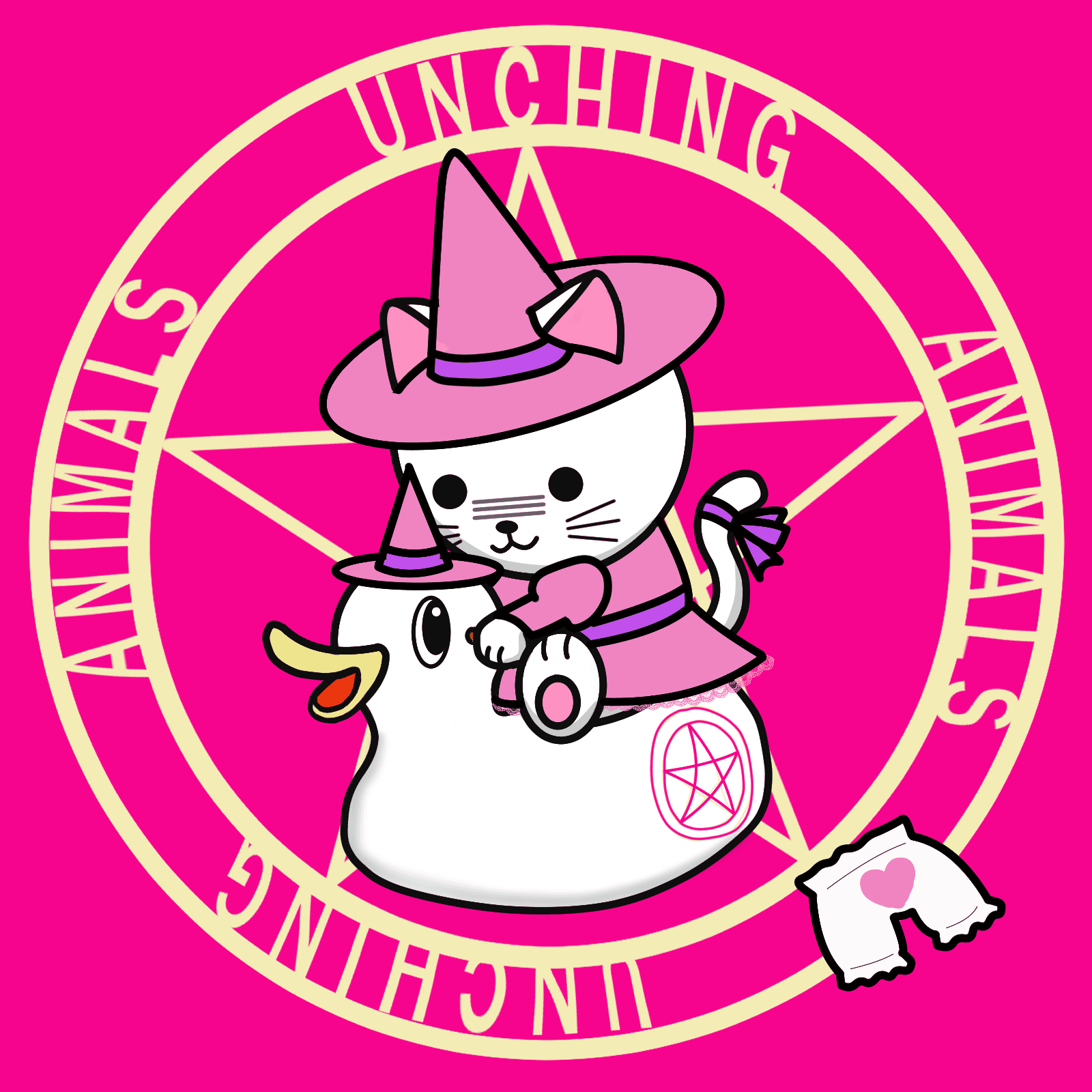 Unching Little Witch White Cat