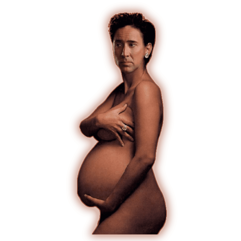 Nicolas Cage Naked & Pregnant - Crypto Art Meme - Nicholas Cage | OpenSea