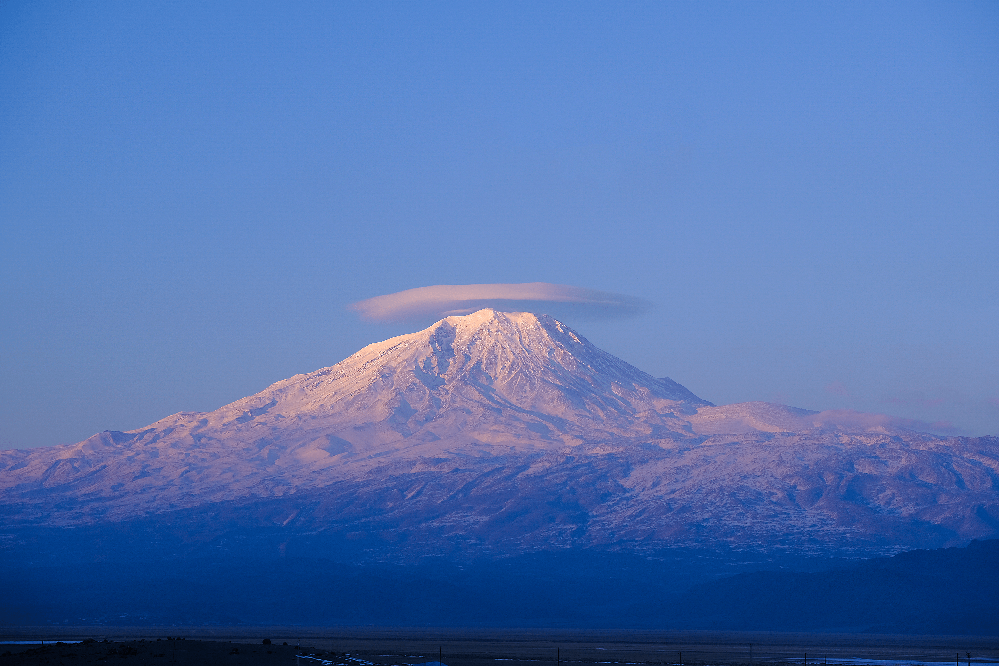 Lenticular cloud formation on the summit of Mount Ararat