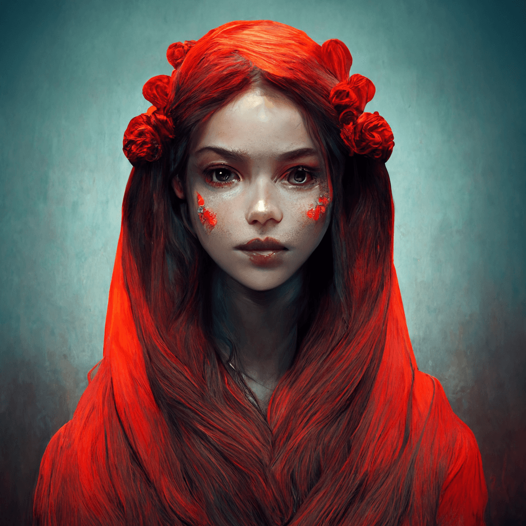 Red long hair girl Art