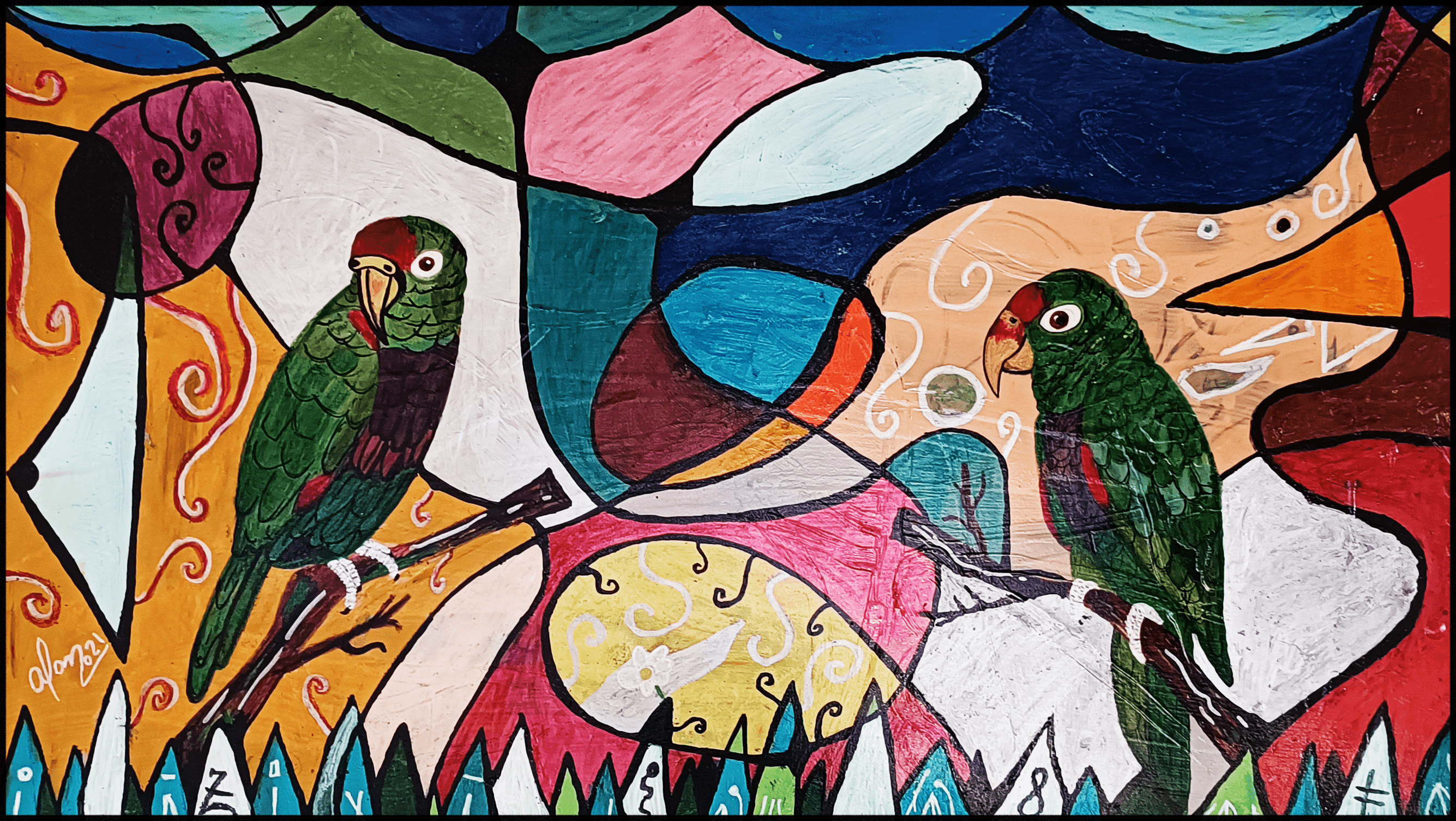 Papagaio de peito roxo - (Fragmented Nature #021) by Alan Suassuna