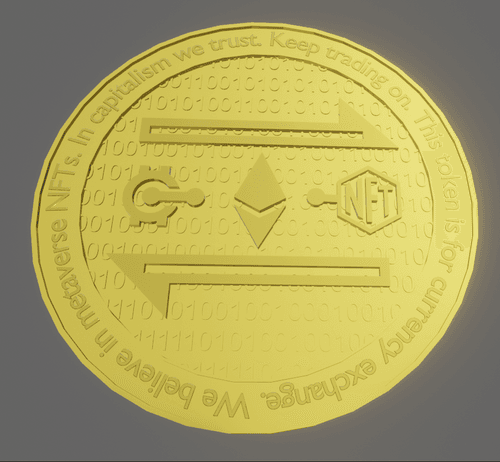 3D GBL NFT Crypto Currencies Excange and Trading Coin (one per cent mille) Ethereum