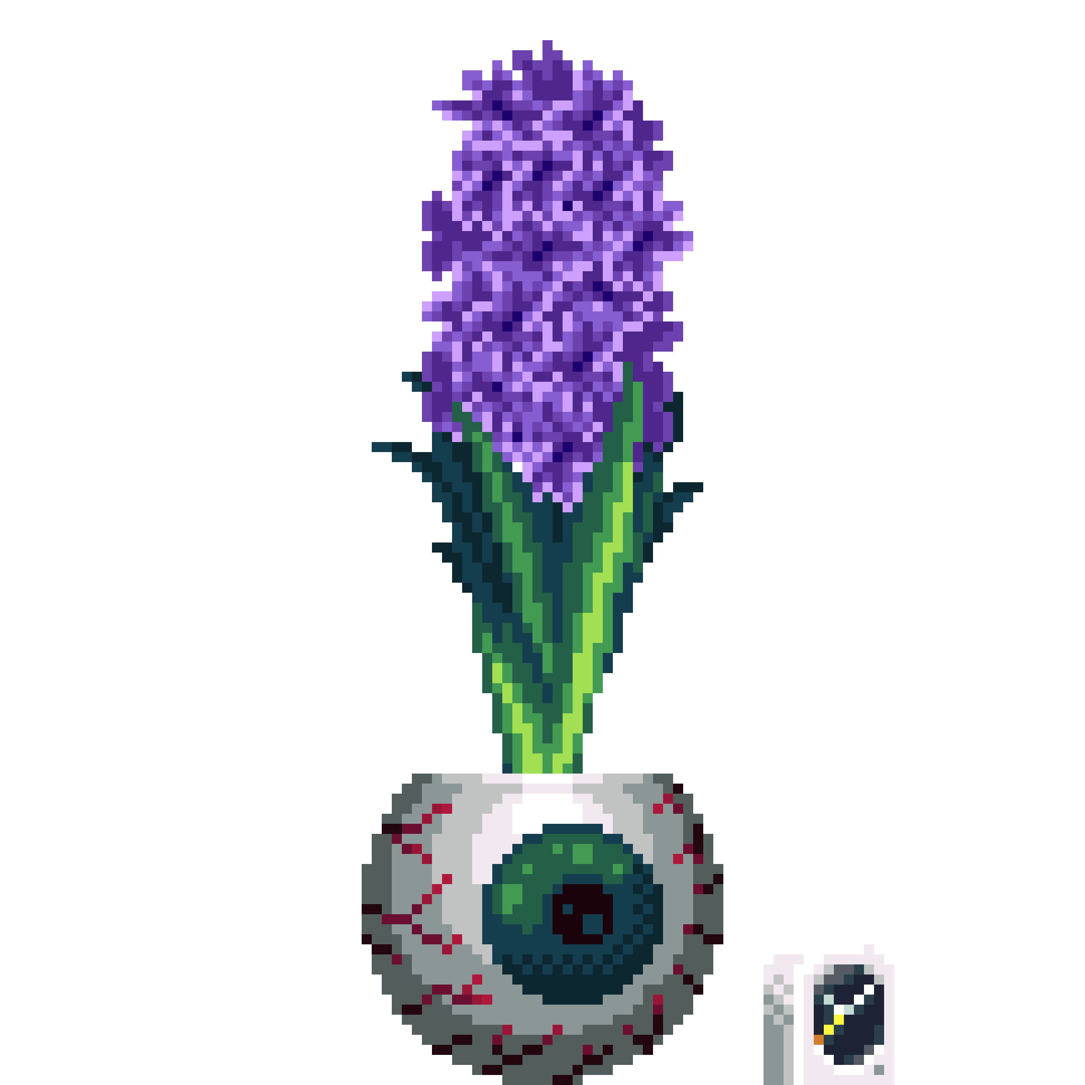 Purple Hyacinth in Eyeball pot with Alarm Clock