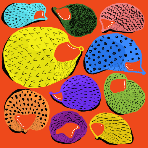 Hedgehogs with orange wall