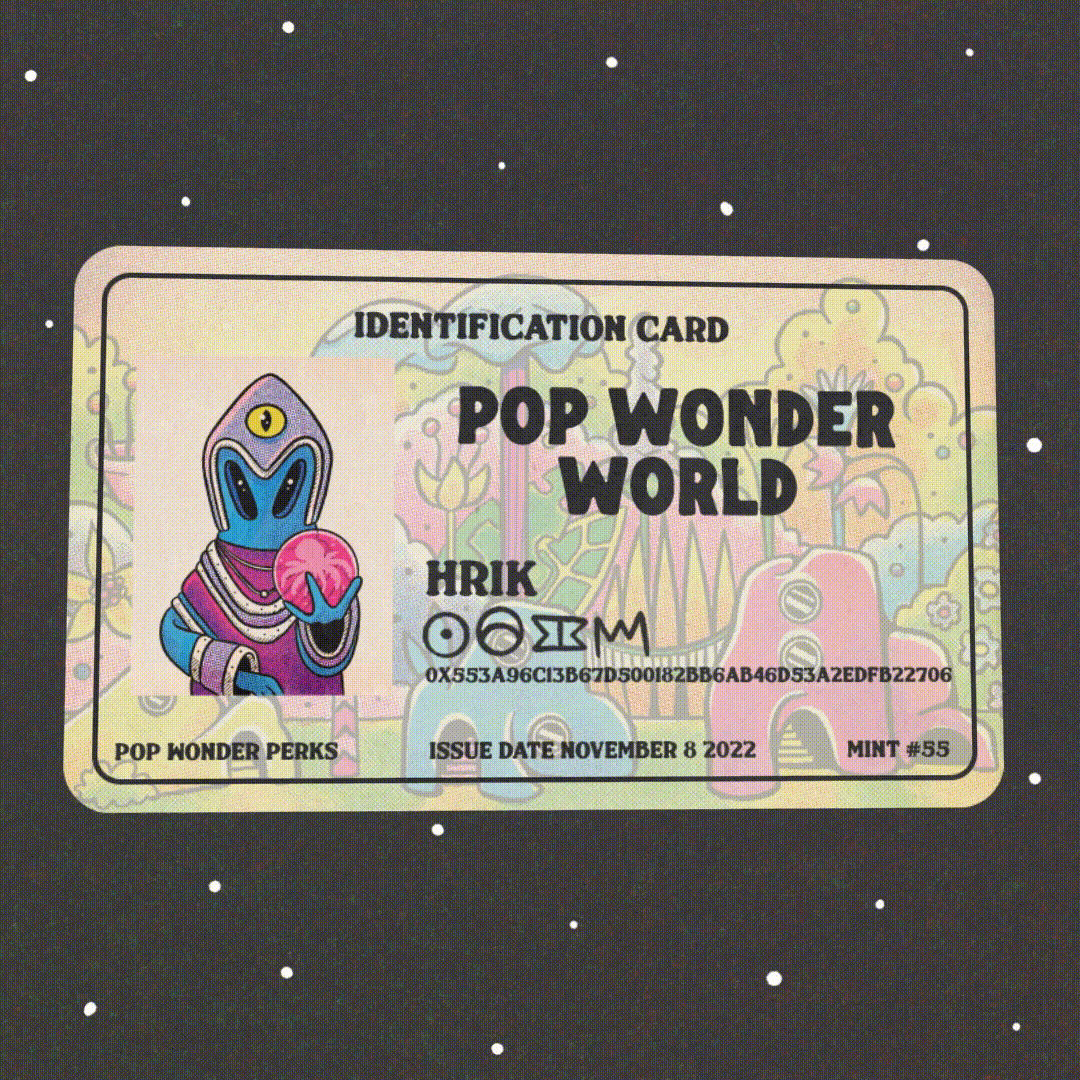 Pop Wonder World Identification Card // Hrik // Mint #55