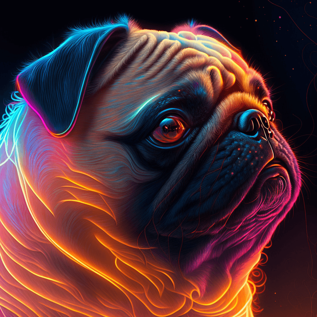 Neon pug - Neon digital art | OpenSea