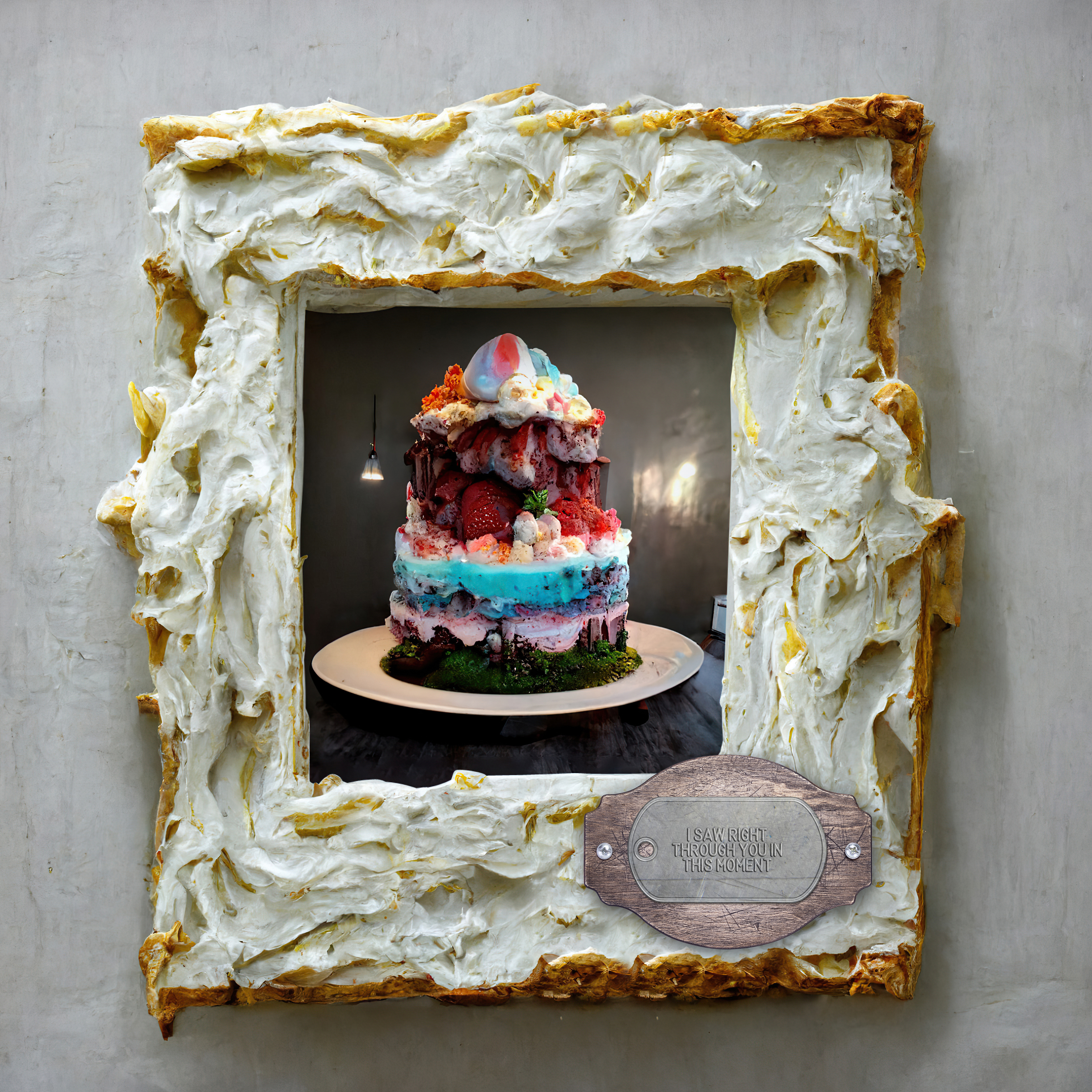Saw Right Through Cream Pie Charcoal Cherry Blue Raspberry Defrost Torte Cake