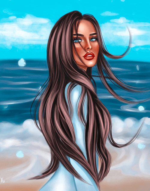 The moment in the beach